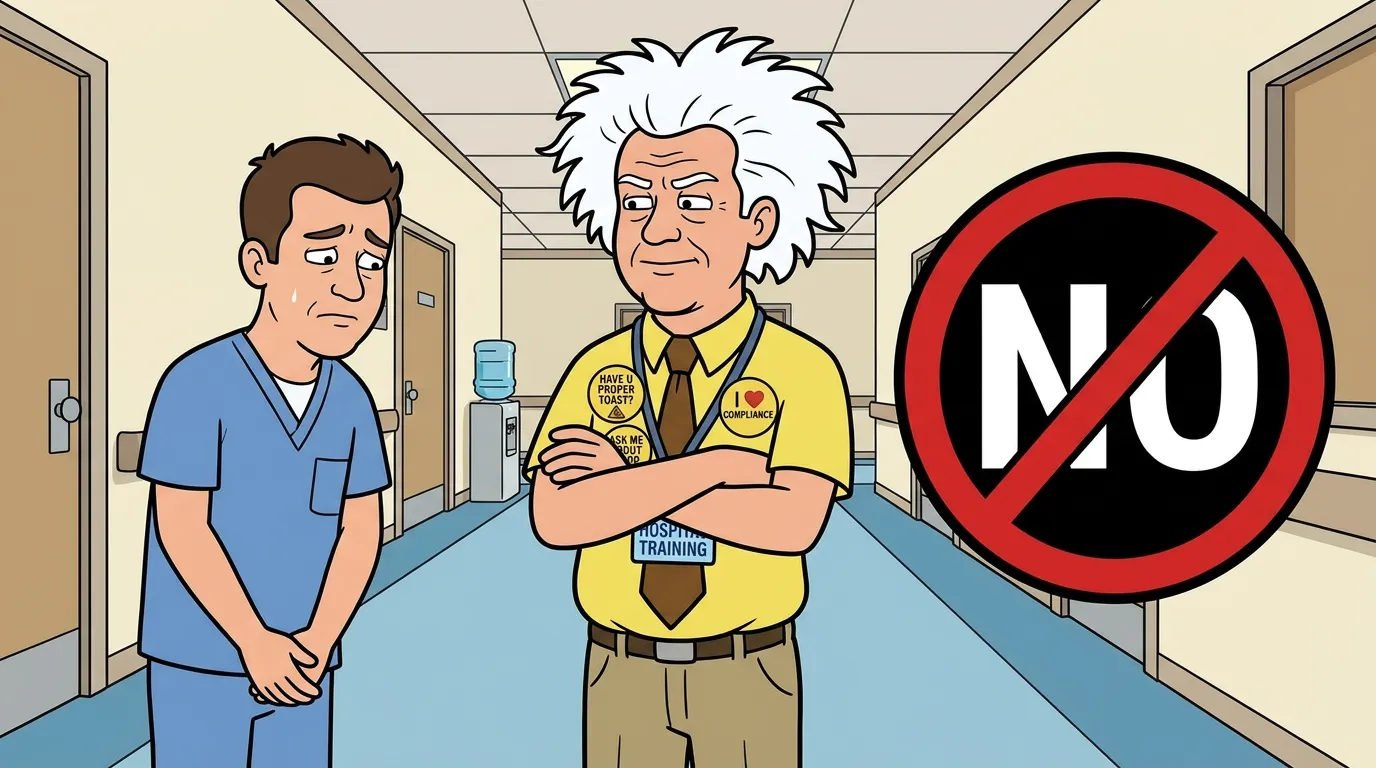 Raggsy the hospital trainer illustrating MEMO III-C: N.O. G.O.
